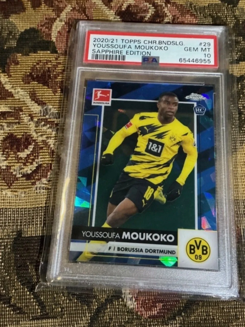 2020 Topps Chrome Bundesliga Sapphire Youssoufa Moukoko PSA 10 GEM MT Rookie RC